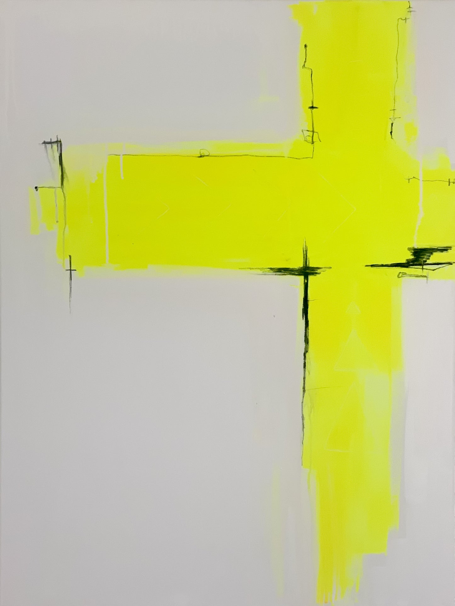 A MOMENT FOR NEON Acrylic on canvas original painting and prints by Ash Christine yellow black white